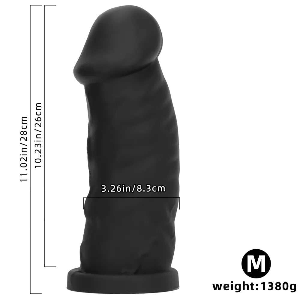 9.25in 11.02in 12.2in Super Big Silicone Soft Black Mushroom Head Dildo