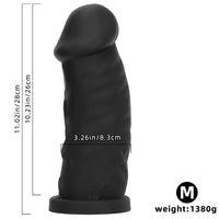 9.25in 11.02in 12.2in Super Big Silicone Soft Black Mushroom Head Dildo