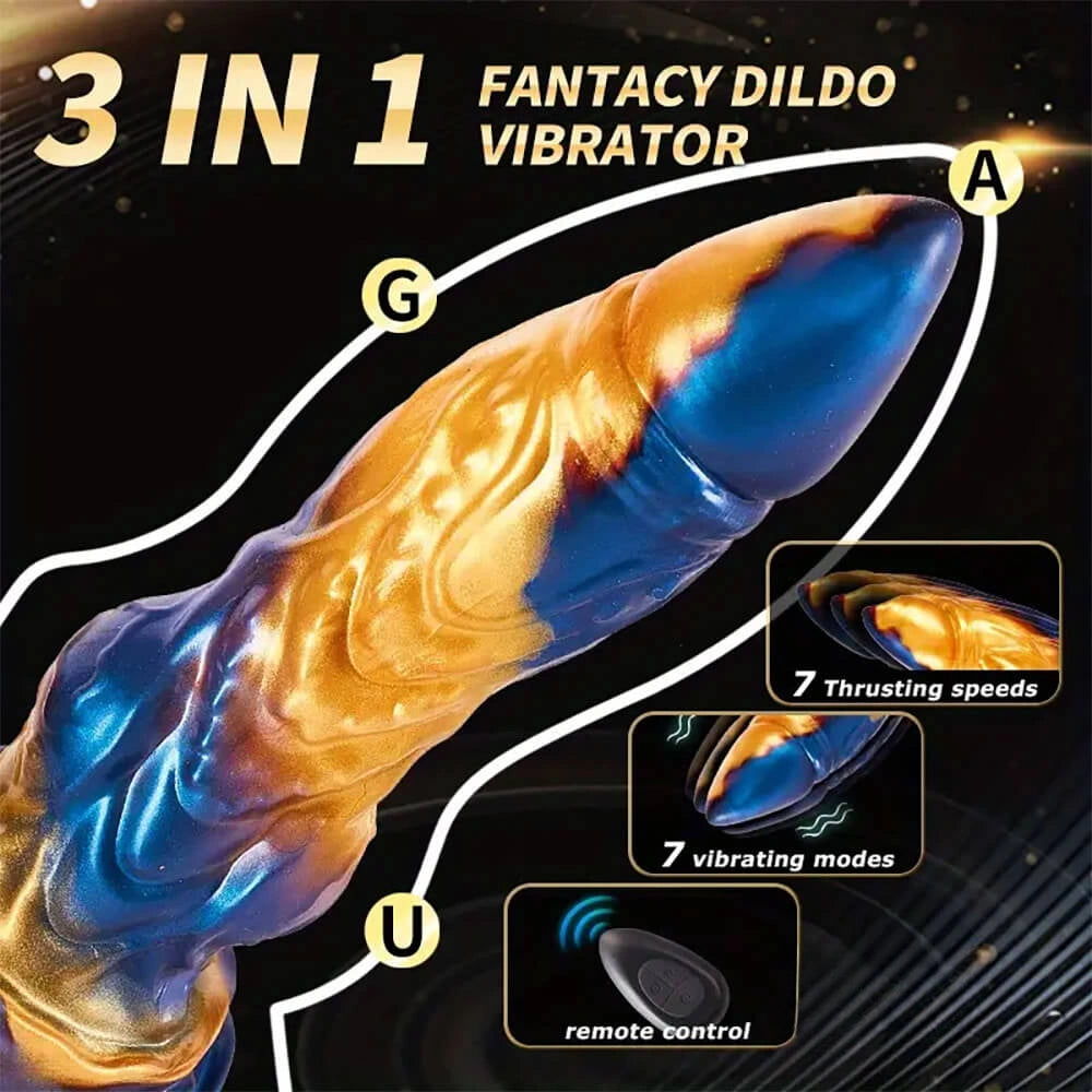 9.25in 3in1 Fantasy Monster Thrusting Dildo Vibrator For Anal G-spot