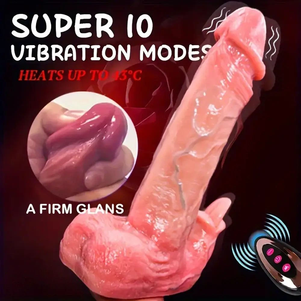 9.25in 5in1 Auto Heating Thrusting Rocking Vibrating Remote Control Dildo