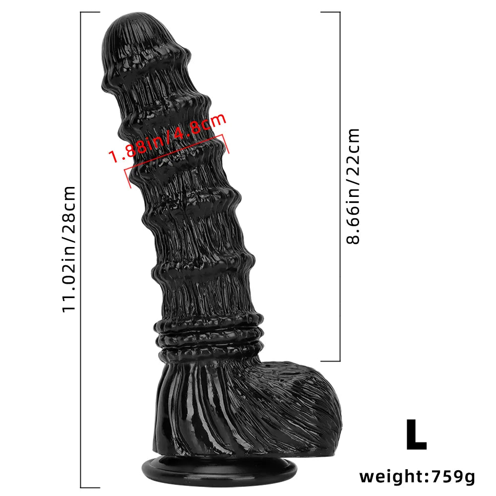 9.25in 9.64in 11.02in Big Thick Black Dildo BDSM Horse Penis Sex Toy