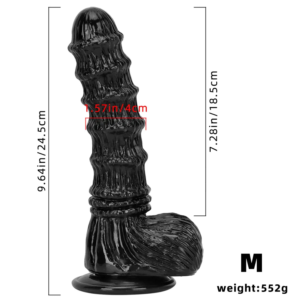 9.25in 9.64in 11.02in Big Thick Black Dildo BDSM Horse Penis Sex Toy