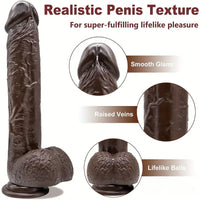 9.25in Big PVC Ebony Real Dildo For Women G Spot Stimulator Toy