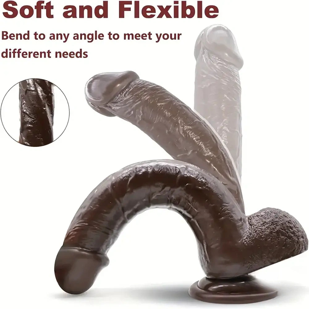 9.25in Big PVC Ebony Real Dildo For Women G Spot Stimulator Toy