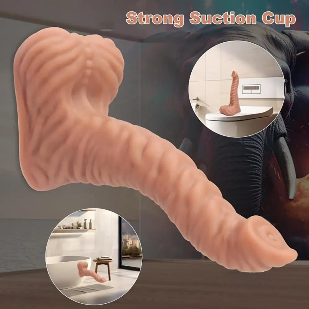 9.25in Big Silicone Soft Animal Elephant Trunk Dildo For Sex Play