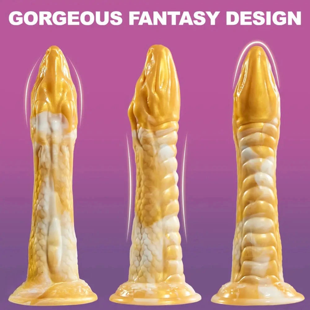 9.25in Big Thrusting Vibrating Fantasy Snake Realistic Thick Anal Dildo