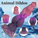 9.25in Fantasy Animal Shaped Knot Monster Silicone Soft Dog Dildo