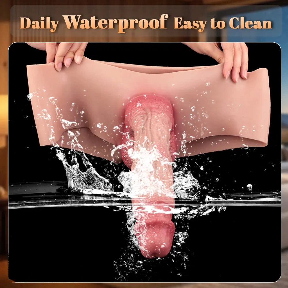 9.25in Hollow Penis Dildo Sleeve Silicone Soft Pants For Hands-Free Play