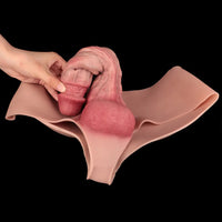 9.25in Hollow Penis Dildo Sleeve Silicone Soft Pants For Hands-Free Play