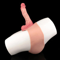 9.25in Hollow Penis Dildo Sleeve Silicone Soft Pants For Hands-Free Play