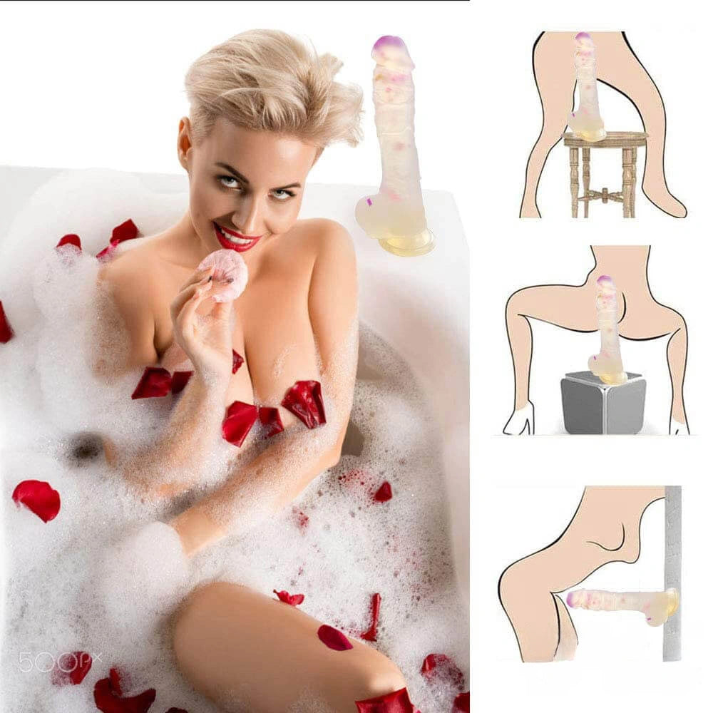 9.25in Jelly Dildo With Color Particles For Vaginal Masturbation