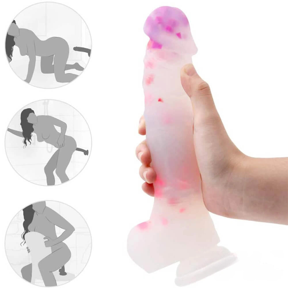 9.25in Jelly Dildo With Color Particles For Vaginal Masturbation