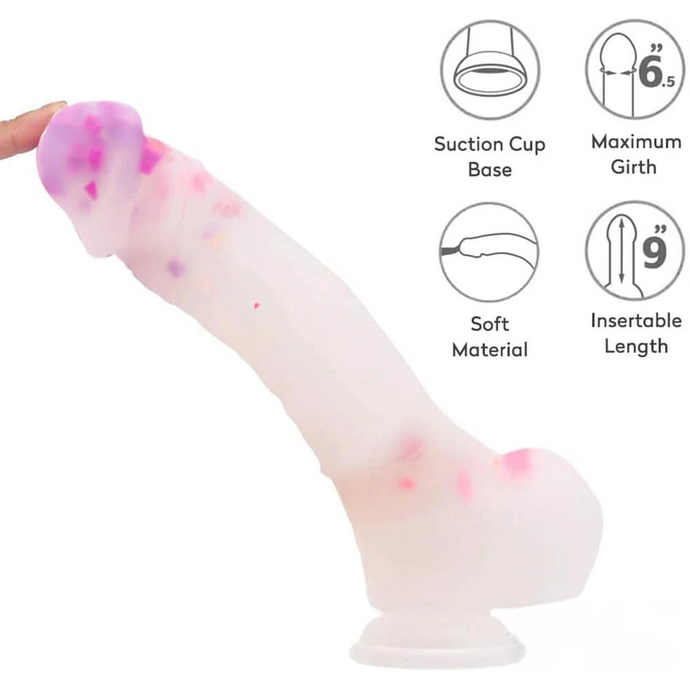 9.25in Jelly Dildo With Color Particles For Vaginal Masturbation