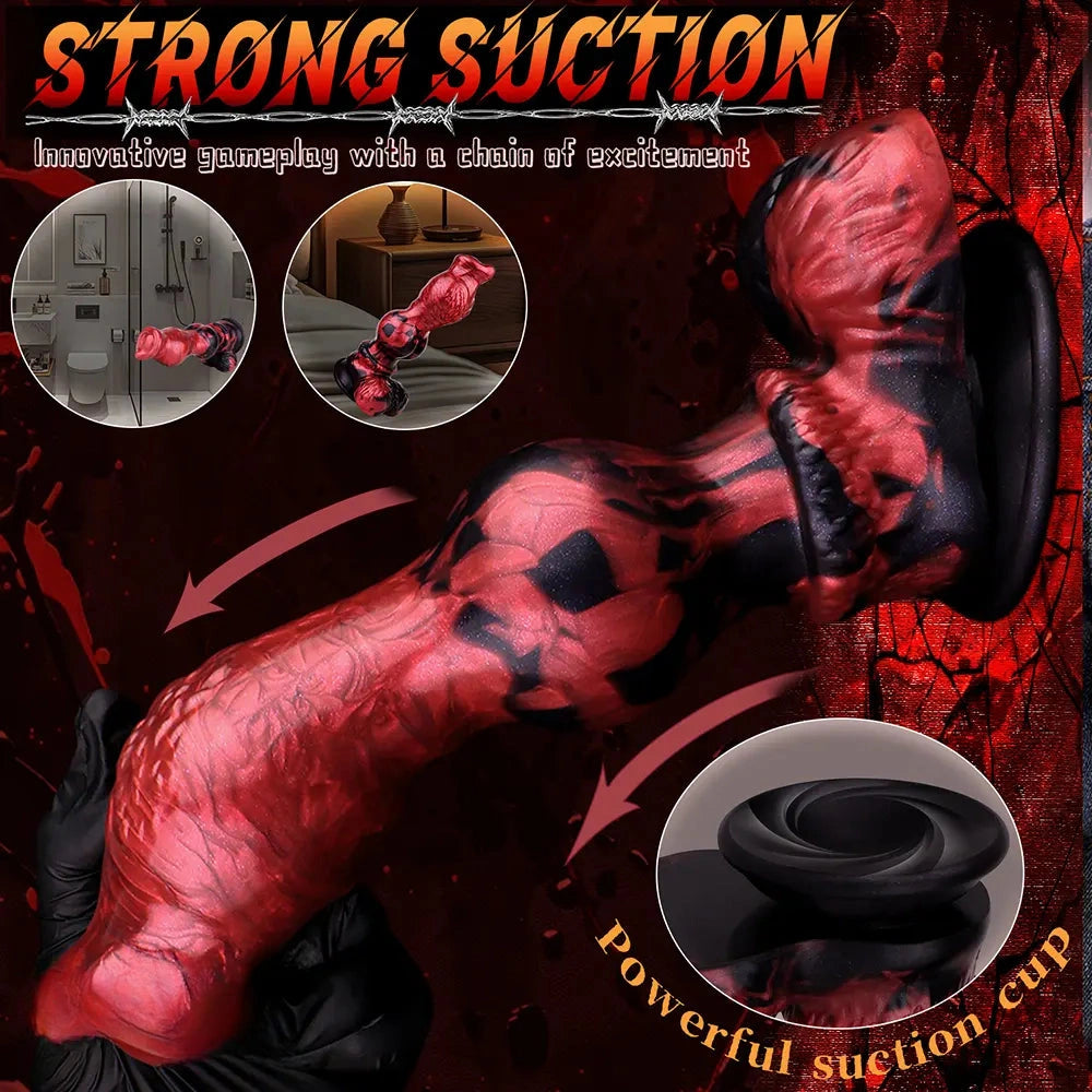 9.25in Knotted Dog Silicone Monster Creature Dildo Couple Foreplay Item