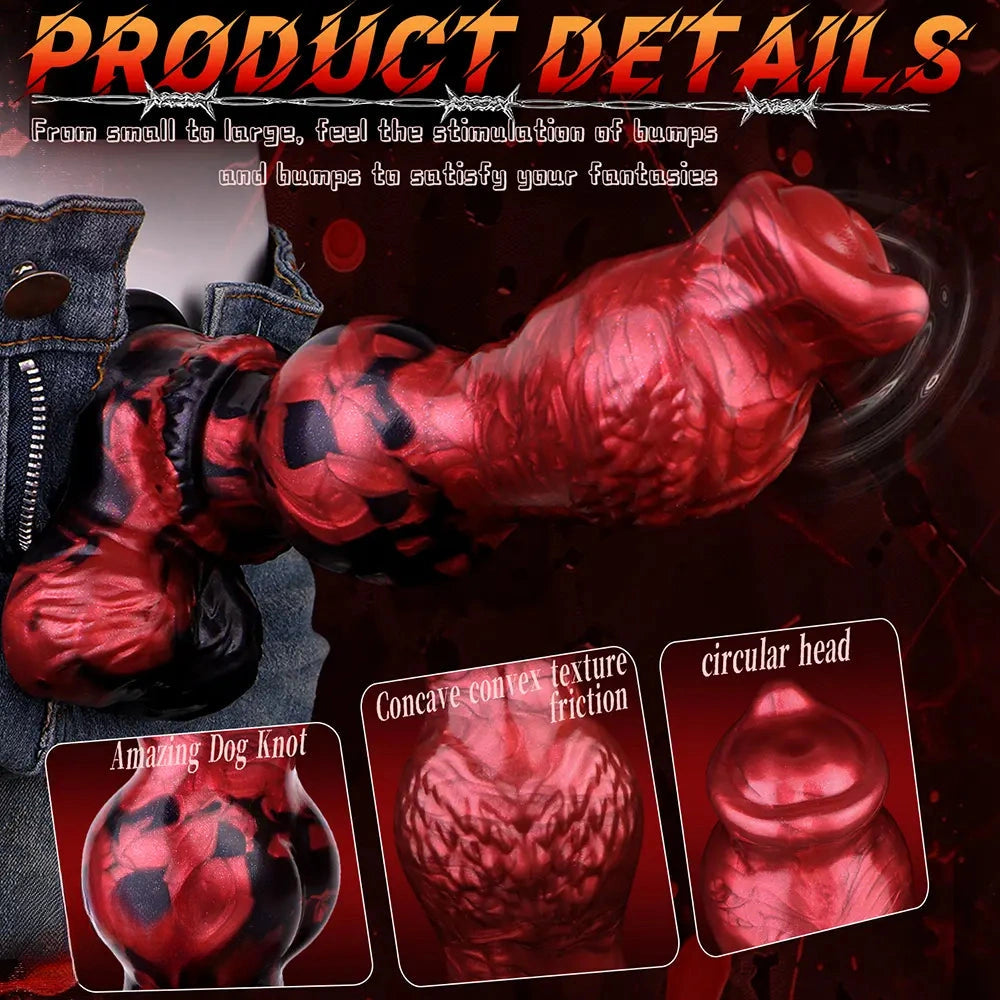 9.25in Knotted Dog Silicone Monster Creature Dildo Couple Foreplay Item