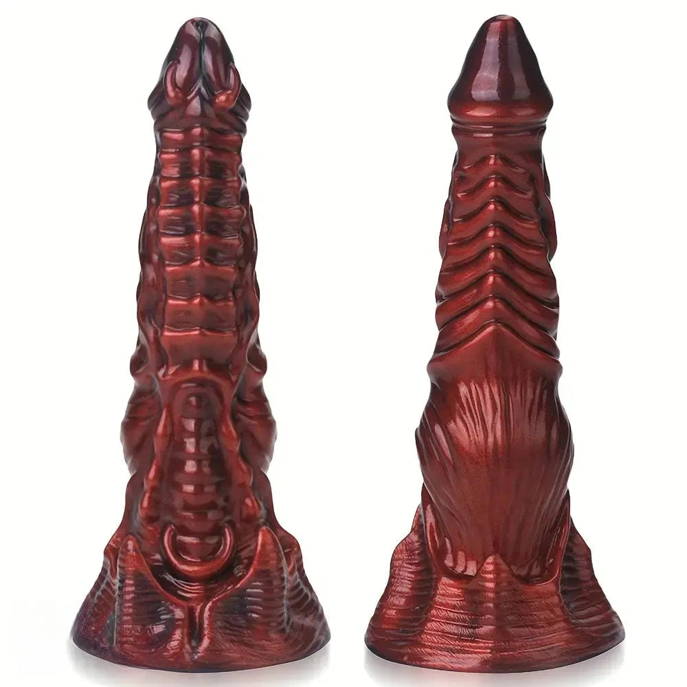 9.25in Monster Thick Knotted Penis For Women Dragon Red Silicone Anal Dildo