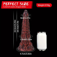 9.25in Monster Thick Knotted Penis For Women Dragon Red Silicone Anal Dildo