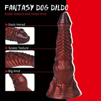 9.25in Monster Thick Knotted Penis For Women Dragon Red Silicone Anal Dildo
