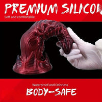 9.25in Monster Thick Knotted Penis For Women Dragon Red Silicone Anal Dildo