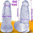 9.25in Realistic Clear Rubber Dildo With Small Conical Head Adult Toy