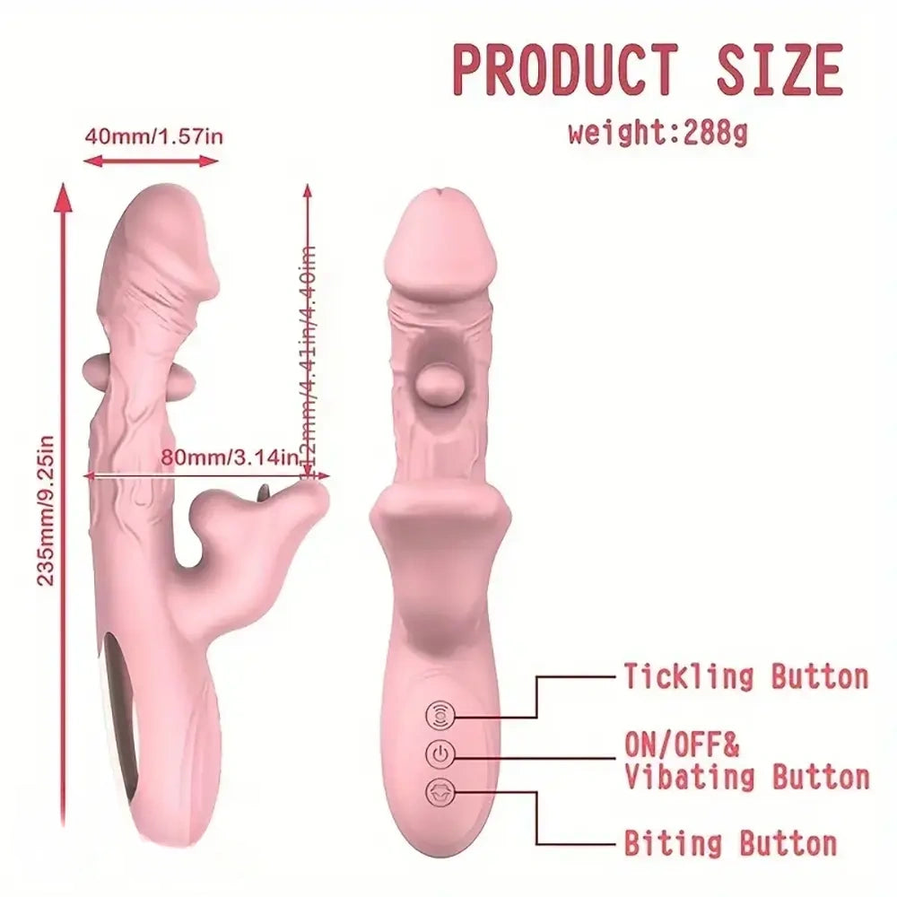 9.25in Tickling Vibrating Biting Automatic Big Silicone Soft Anal Dildo