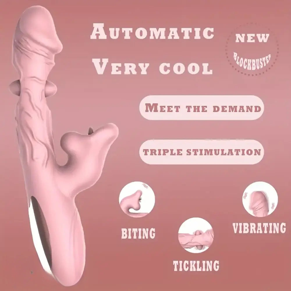 9.25in Tickling Vibrating Biting Automatic Big Silicone Soft Anal Dildo