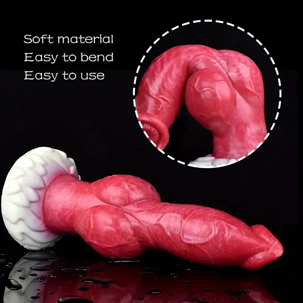 9.25in Unisex Big Dog Knot Silicone Soft Dildo For Prostate Vaginal Massage