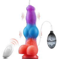 9.25in Vibrating Ejaculating Dog Knot Silicone Luminous Dildo For Love