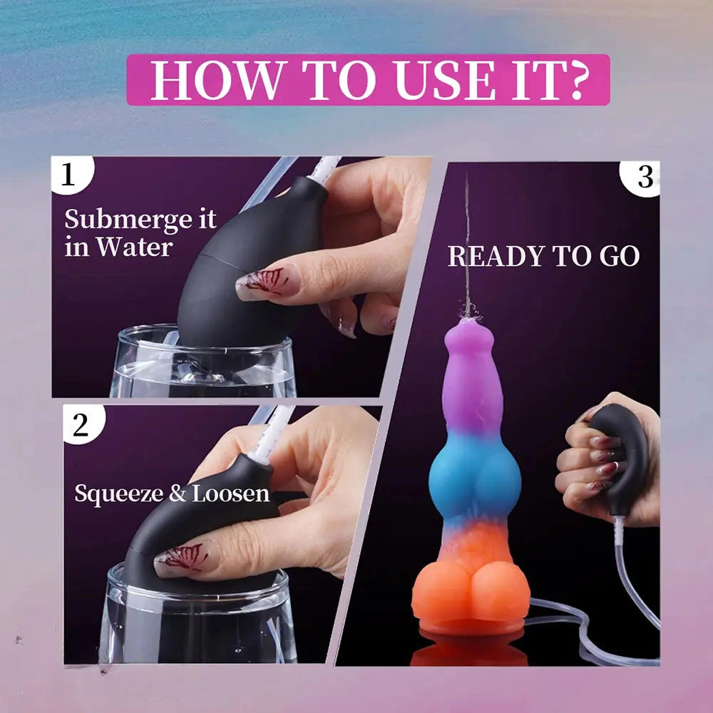 9.25in Vibrating Ejaculating Dog Knot Silicone Luminous Dildo For Love