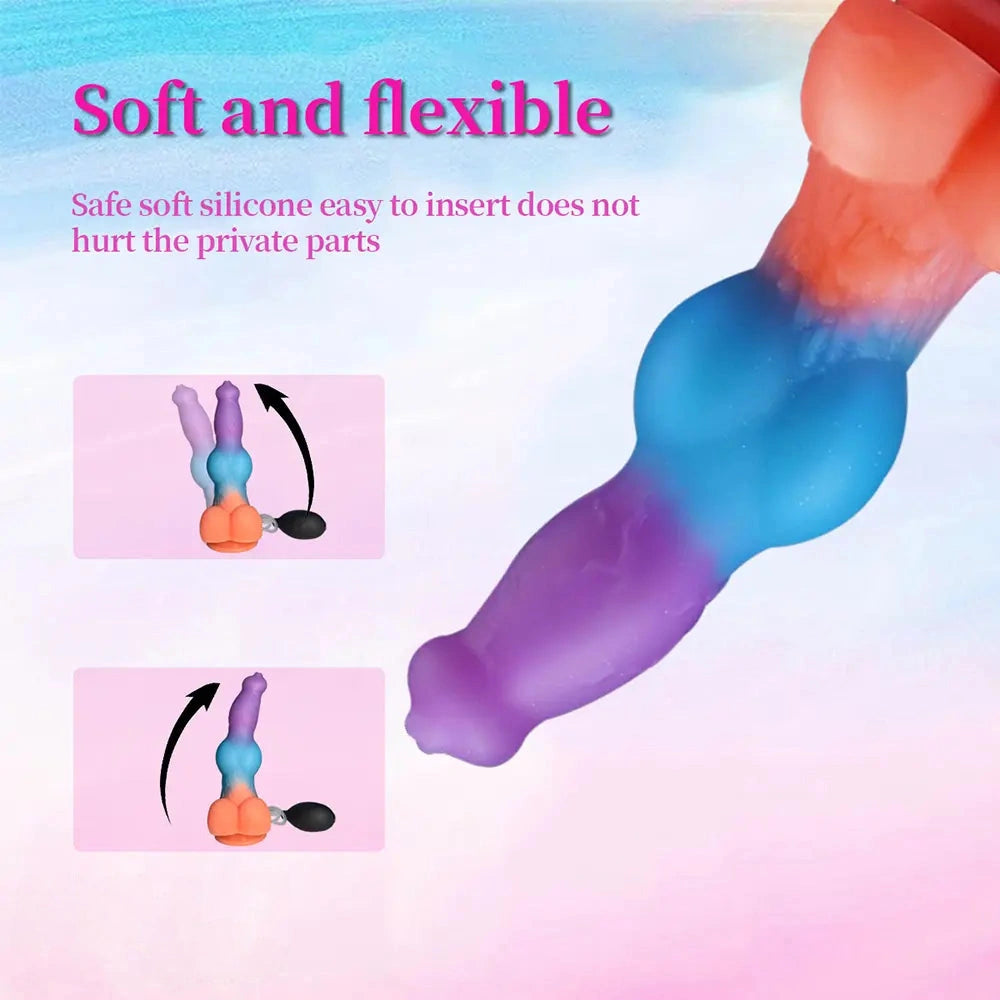 9.25in Vibrating Ejaculating Dog Knot Silicone Luminous Dildo For Love