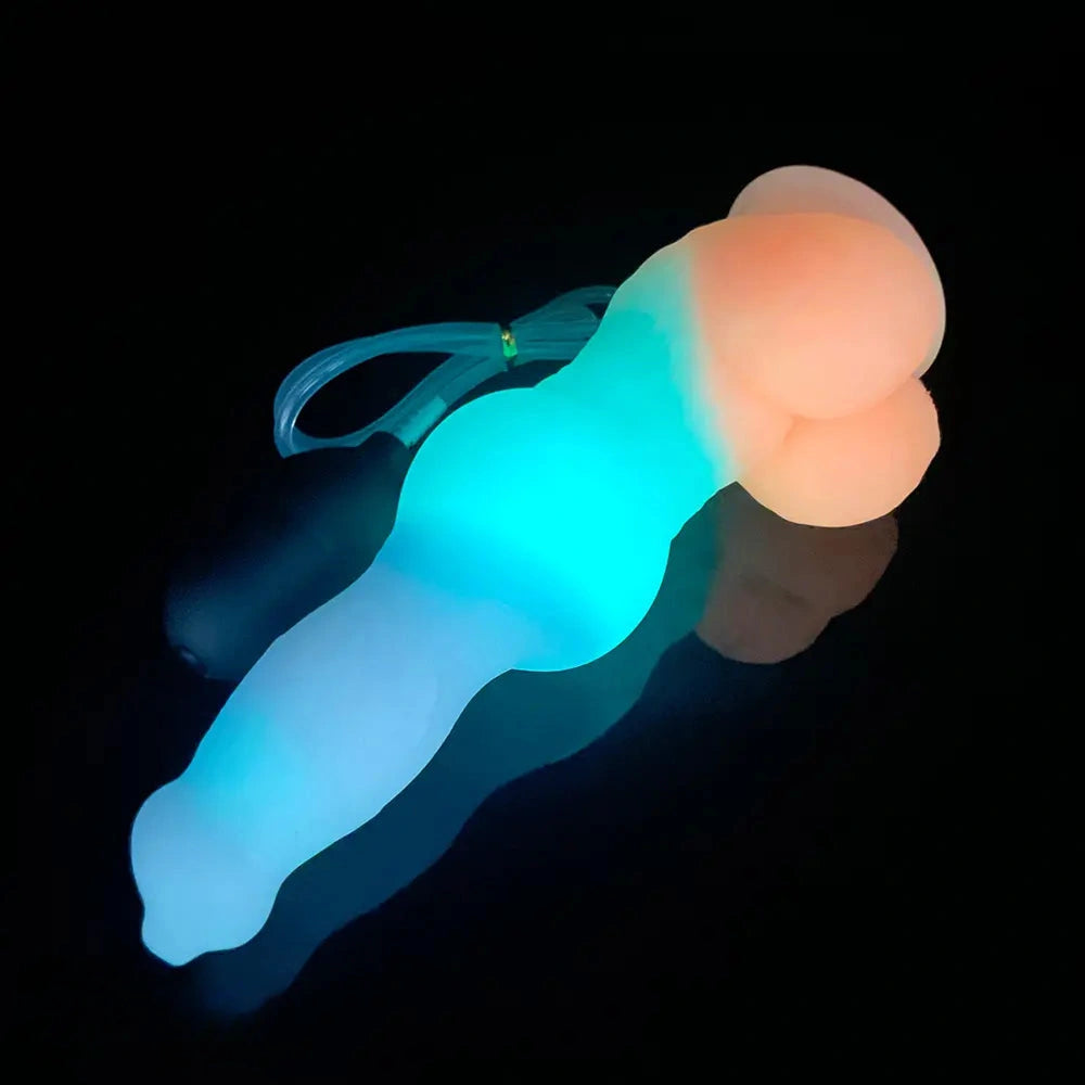 9.25in Vibrating Ejaculating Dog Knot Silicone Luminous Dildo For Love