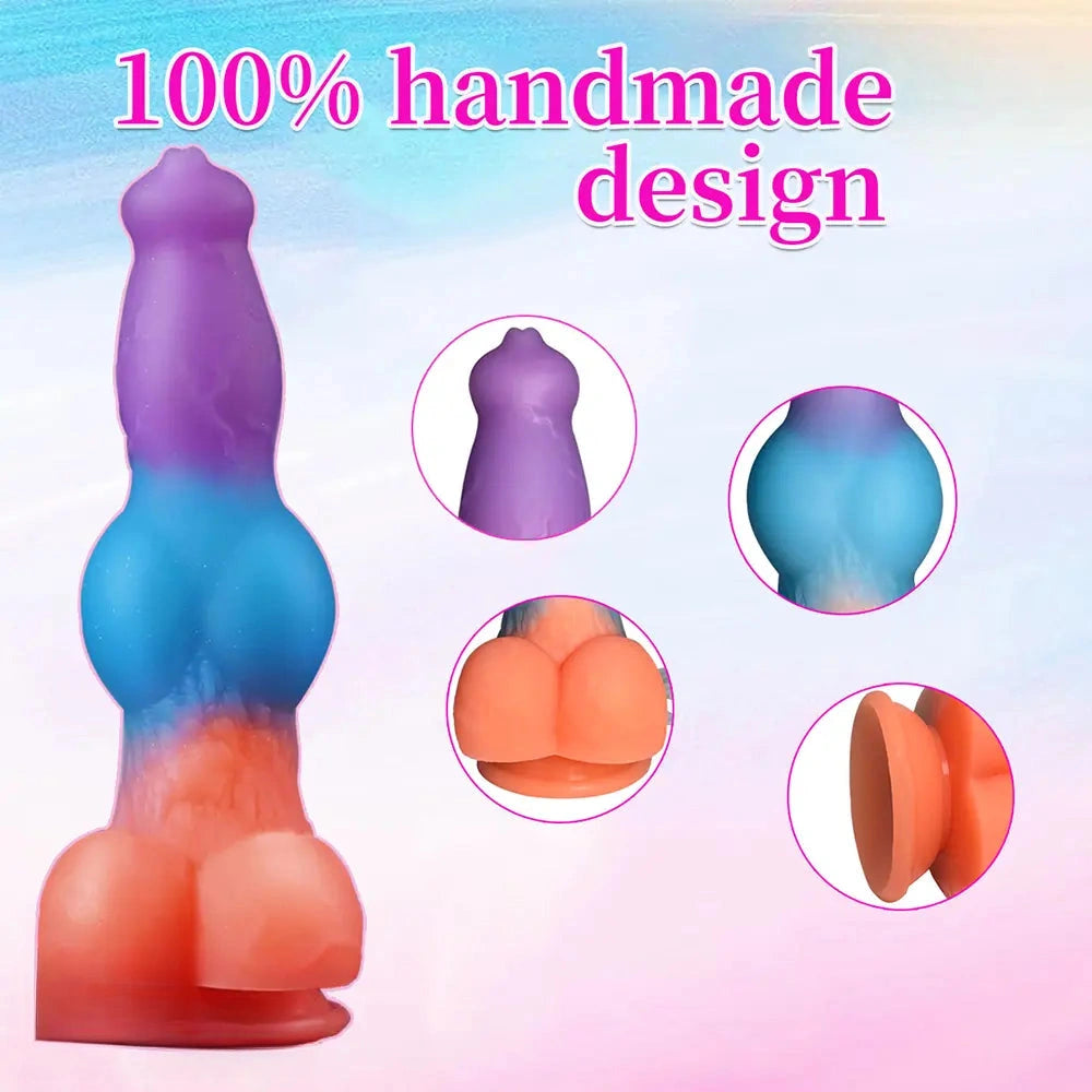 9.25in Vibrating Ejaculating Dog Knot Silicone Luminous Dildo For Love
