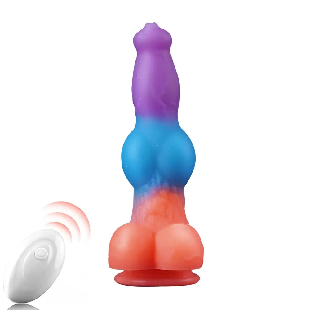 9.25in Vibrating Ejaculating Dog Knot Silicone Luminous Dildo For Love