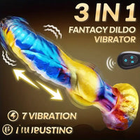 9.29in 3in1 Fantasy knot Vibrating Thrusting Remote Control Odd Dildo