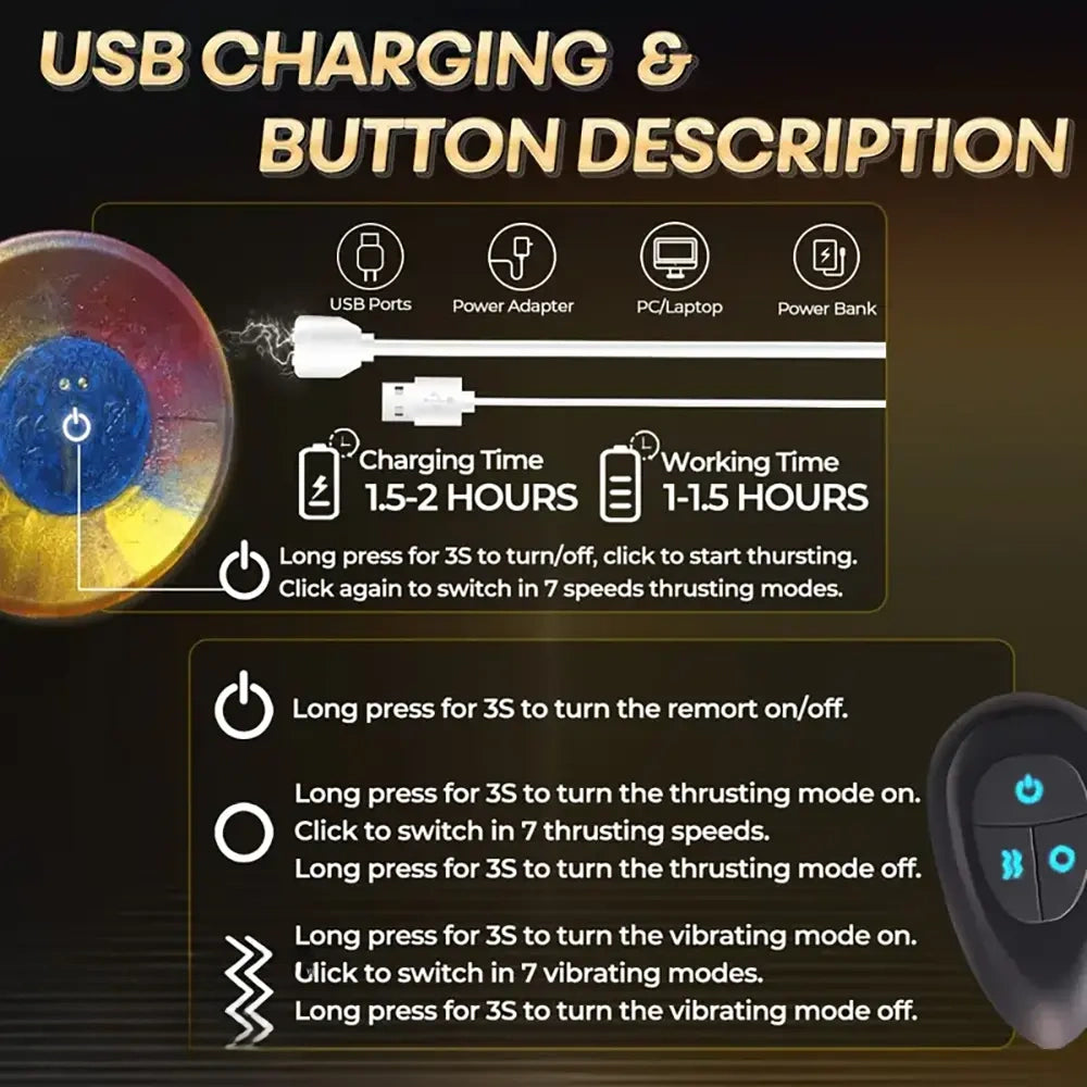 9.29in 3in1 Fantasy knot Vibrating Thrusting Remote Control Odd Dildo