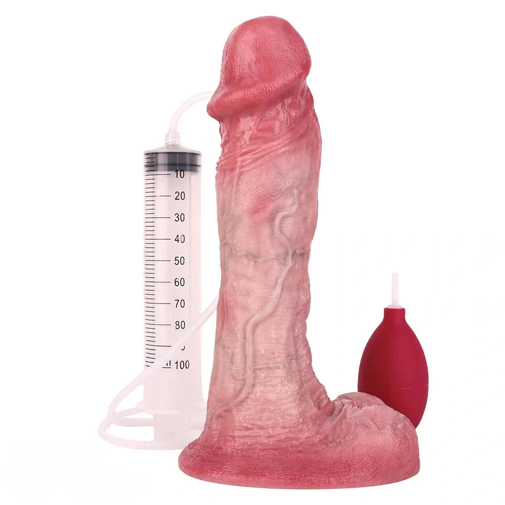 9.33in Couples Sex Game Toy Dual Density Silicone Ejaculating Dildo