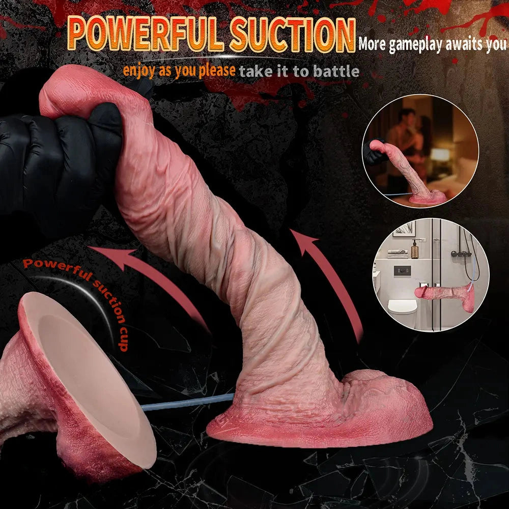 9.33in Couples Sex Game Toy Dual Density Silicone Ejaculating Dildo
