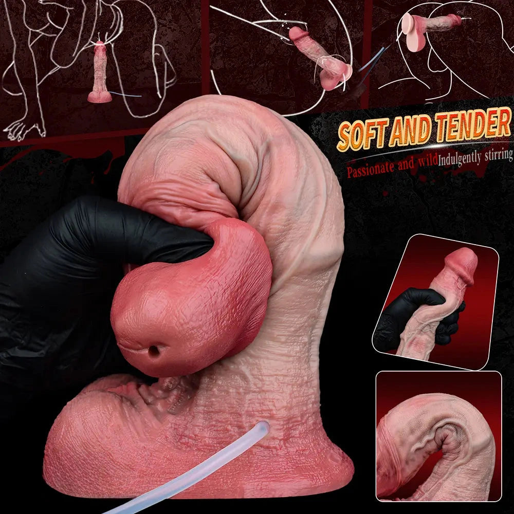 9.33in Couples Sex Game Toy Dual Density Silicone Ejaculating Dildo