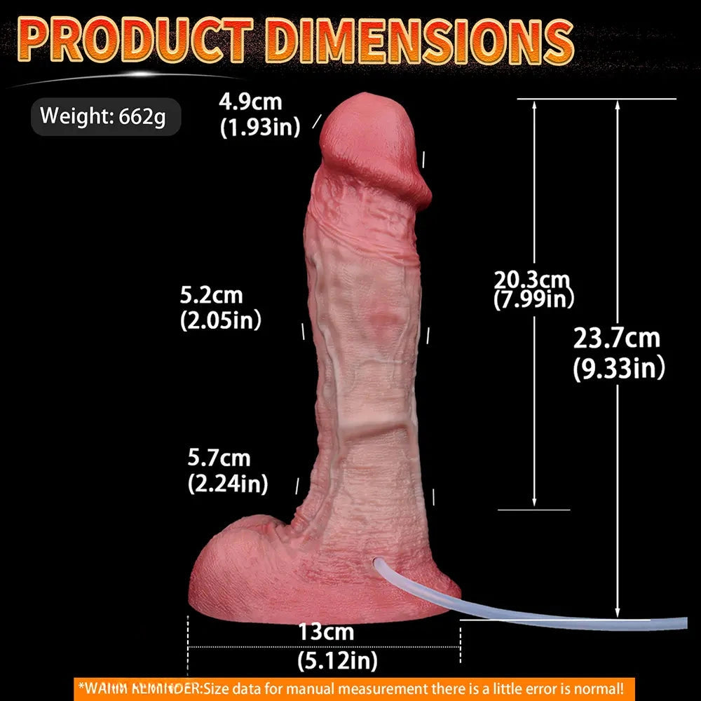 9.33in Couples Sex Game Toy Dual Density Silicone Ejaculating Dildo