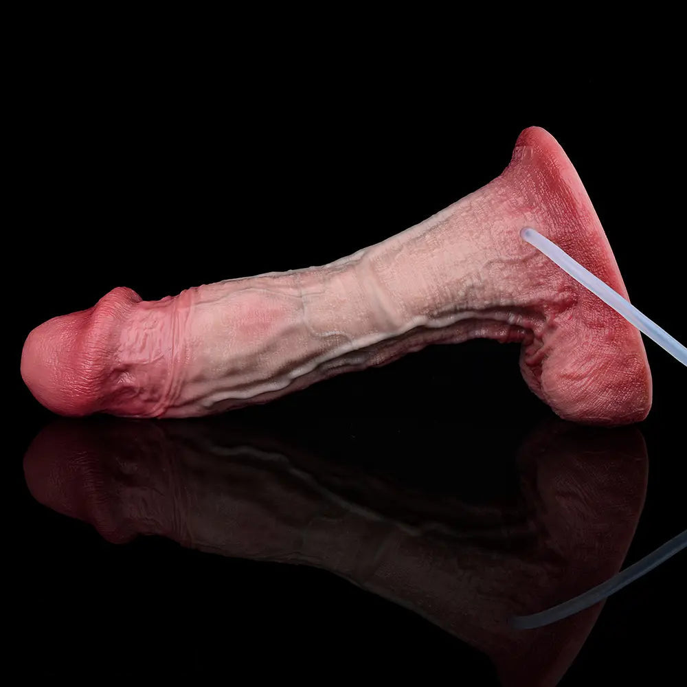 9.33in Couples Sex Game Toy Dual Density Silicone Ejaculating Dildo