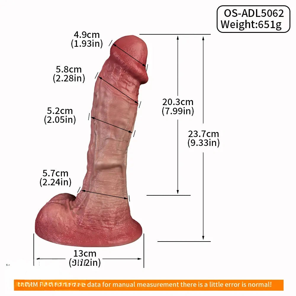 9.33in Double-layer Liquid Silicone Skin-like Realistic Extra Soft Dildo