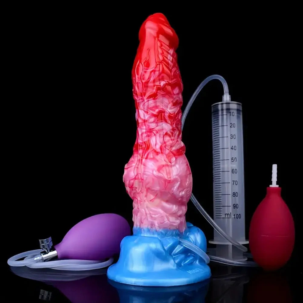 9.37in Fantasy Animal Inflatable Dog Knot Silicone Soft Animal Dildo