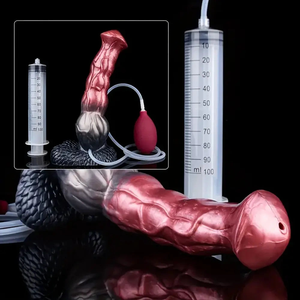 9.37in Realistic Horse Squirting Silicone Animal Knot Large Dildo