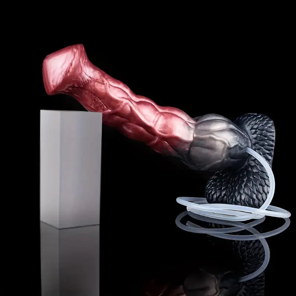 9.37in Realistic Horse Squirting Silicone Animal Knot Large Dildo