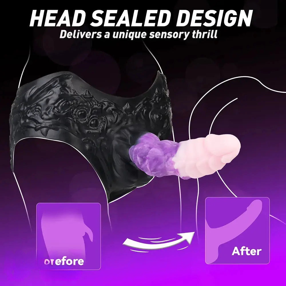 9.37in Silicone Strap-on Wearable Dildo Panty Hollow Monster Odd Dildo