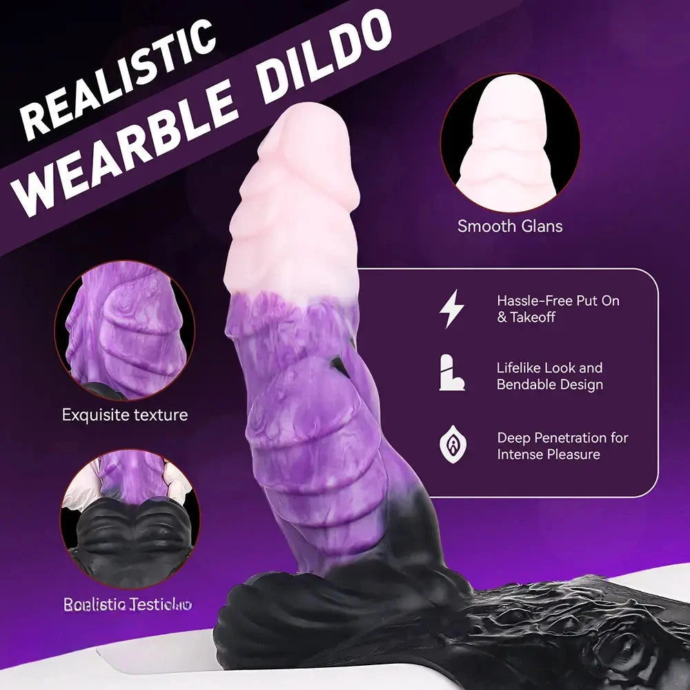 9.37in Silicone Strap-on Wearable Dildo Panty Hollow Monster Odd Dildo