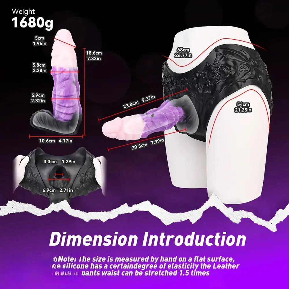 9.37in Silicone Strap-on Wearable Dildo Panty Hollow Monster Odd Dildo
