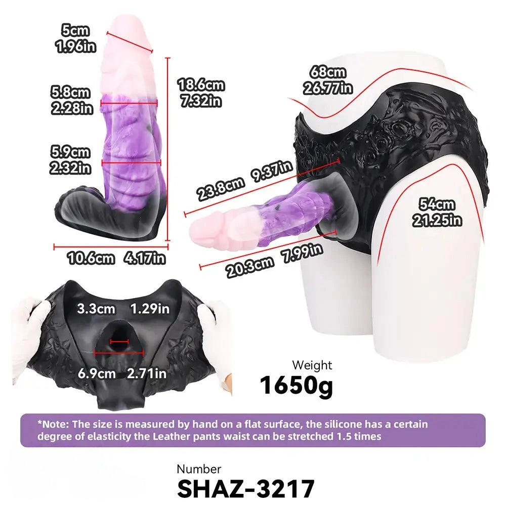 9.37in Silicone Strap-on Wearable Dildo Panty Hollow Monster Odd Dildo