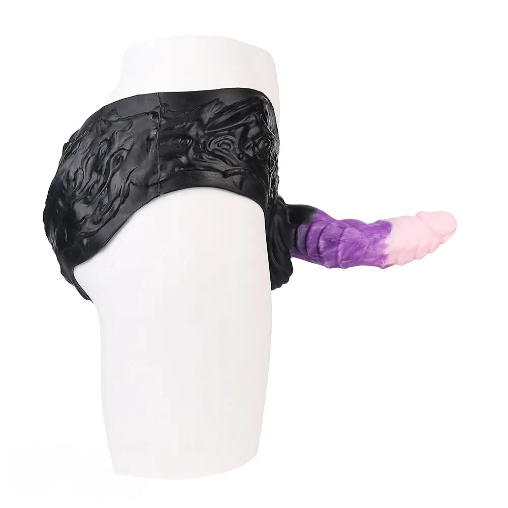 9.37in Silicone Strap-on Wearable Dildo Panty Hollow Monster Odd Dildo