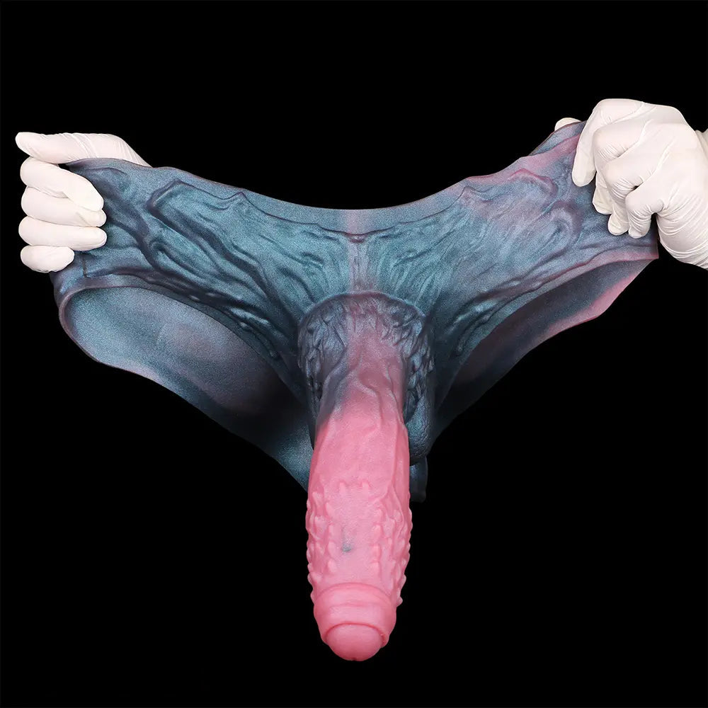 9.37in Spiked Monster Hollow Dildo Harness Pants Strap on Big Cock